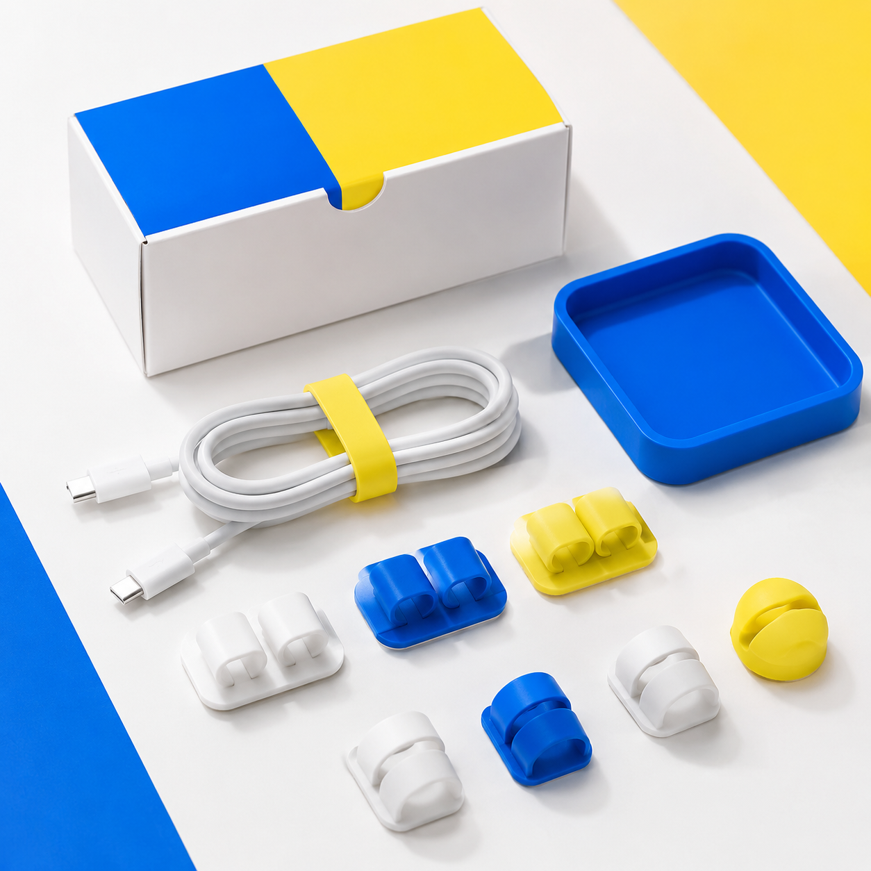 Cable Corner Pack box, clips and tray
