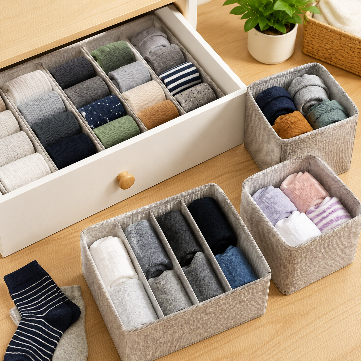 Sock Sorter Set drawer bins